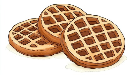 Poster - Chocolate Waffle on White Background