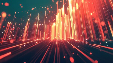 Poster - Abstract Technology Background Featuring Numerous Glowing Lines And Fiber Optic Data Beams Extending Into The Distance Symbolizing Connectivity Communication And Innovation