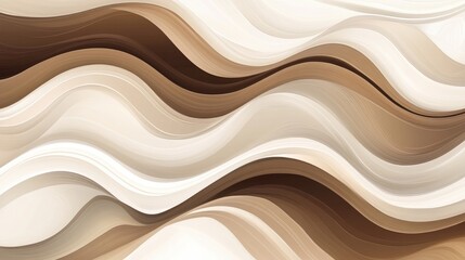 Poster - Abstract vector illustration featuring a digital painting of brown beige and off white rounded waves suitable for vintage wall decor as a mural pattern