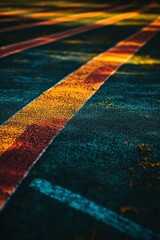 Wall Mural - Close-up of Colorful Lines on a Dark Surface