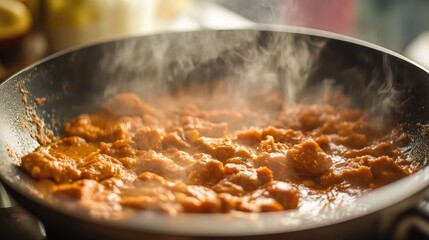 Aufkleber - Chicken tikka masala in a frying pan