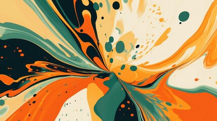 Aufkleber - Abstract Olive Green And Orange Swirl Explosion Art Background Colorful Abstract Background With Paint Splash For Summer Decoration With Joy Explosive Energy Background Design