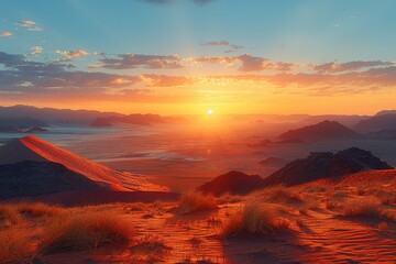 Wall Mural - nature sky sunset landscape sun mountains sunrise sunlight dawn view orange morning