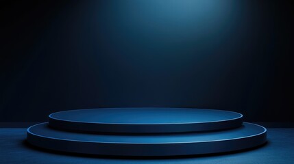 Poster - 3D render of a podium for product presentation with a blue background