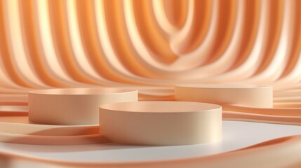 Aufkleber - 3D rendered illustration of an abstract pedestal background showcasing a mockup for product display and decorative wallpaper