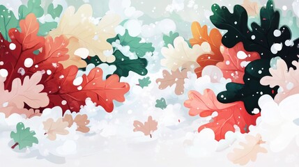 Aufkleber - Close Up of Oak Leaves on Snow