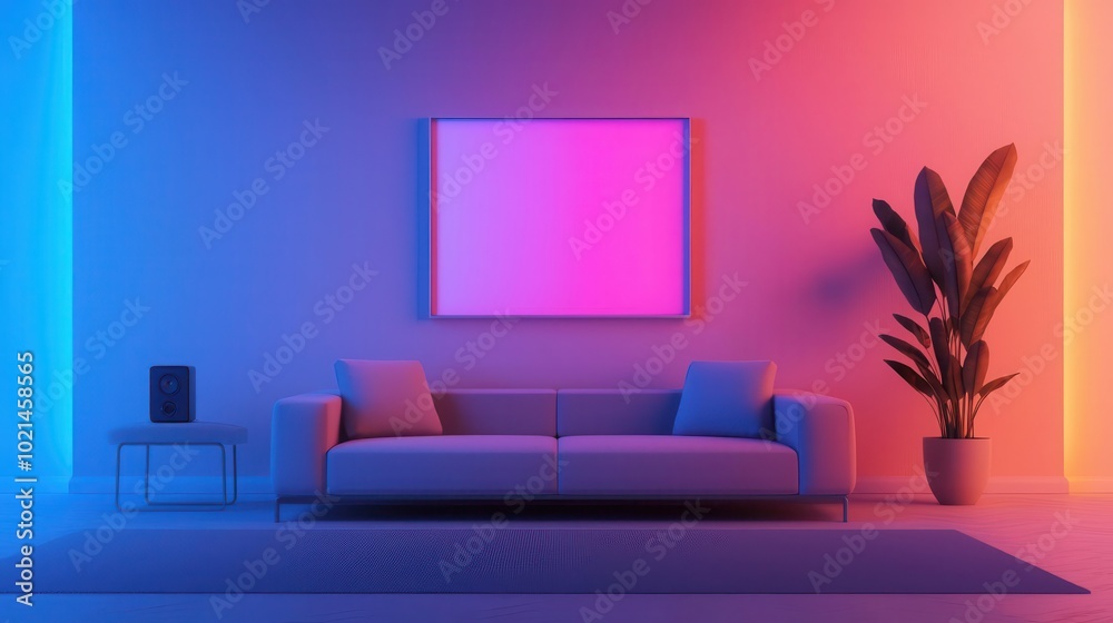 Visual Reference: Schematic Of A High Tech Living Room With Integrated Sound
