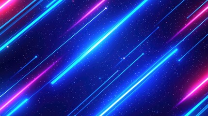 Aufkleber - Blue Neon Lines With Glowing Light Effects Technology Inspired Futuristic Background For Graphic Design Science Cyberspace Computer And Universe Concept