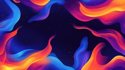 Aufkleber - Abstract Flame Wallpaper With Ample Space Colorful Background Featuring Flames On A Black Surface Orange And Yellow Fire Flames With Blue And Purple Smoke Dark Blue Backdrop