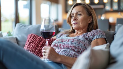 Beautiful young woman with glass and bottle of wine