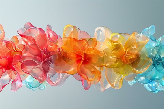 Colorful abstract 3D rendering of a flower-like organic structure