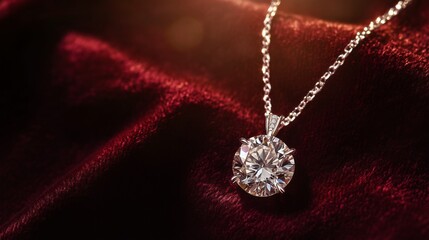 Aufkleber - Elegant Diamond Pendant on Luxurious Velvet Background