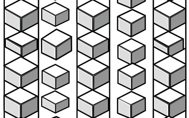 Poster - Geometric patterns featuring stacked cubes in a monochrome design, showcasing symmetry in a minimalist layout