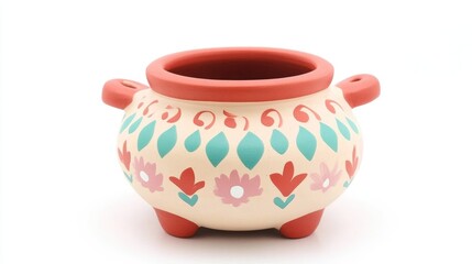 Aufkleber - Ceramic Flat Pot Against a White Background
