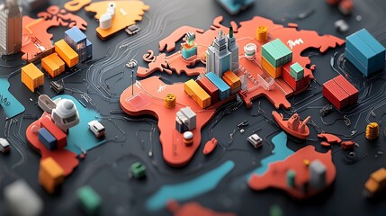 Poster - Comprehensive Worldwide Logistics Network Map with AI Driven Supply Chain Coordination and Streamlined Product Distribution across Vibrant Global Cityscape