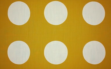 Poster - A vibrant mustard yellow fabric with white circles arranged in a structured pattern for modern interior design projects