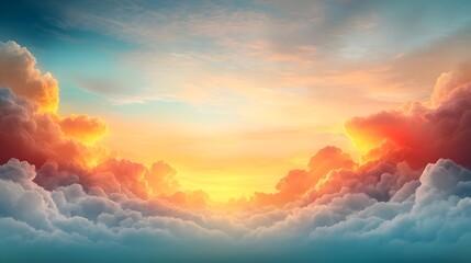 Poster - Breathtaking landscape scene featuring cloud formations ethereal light and vibrant atmospheric hues during the golden hour  A cinematic and captivating natural wonder