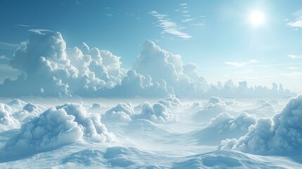 Poster - Fantastic Cloud Landscape Above Snowy Peaks