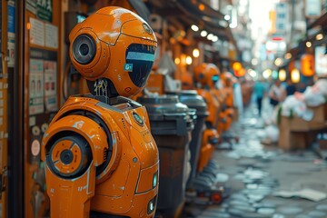 Poster - robot machine technology concept future metal toy futuristic automation industrial fun design