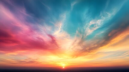 Poster - Captivating evening sky filled with dreamlike cloud formations dramatic lighting and a vibrant palette of colors creating a romantic and ethereal landscape