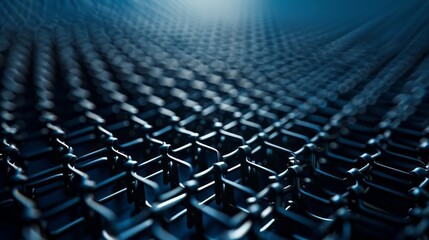Leinwandbilder - A close up of a metal mesh with a blue hue