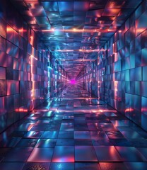 Wall Mural - Pink and Blue Sci-Fi Tunnel