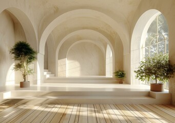 Wall Mural - Elegant Interior Design with Archways and Plants