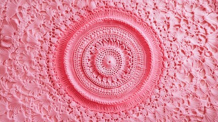 Wall Mural - A beautiful pink crocheted doily. This picture was taken in Baku in 2024.