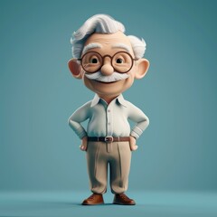 Wall Mural - Cheerful elderly man with mustache and glasses