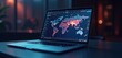 © Makaron - A sleek laptop displaying a vibrant world map with data visualization, perfect for illustrating global analytics, technology, and remote work themes.