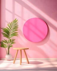 Poster - Sleek and minimalist 3D studio setting with a lavender toned backdrop bare floor and walls and a central product stand