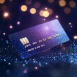 © ธนากร บัวพรหม - Elegant credit card with a shimmering design against a blurred bokeh background, perfect for finance and commerce themes.