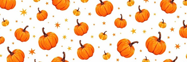 Wall Mural - Cheerful pumpkin pattern perfect for autumn themed designs, Halloween projects, invitations, or festive decorations.