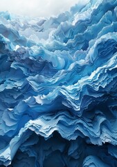 Poster - Blue and white abstract painting