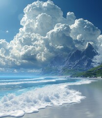 Poster - Coastal Scenery with Dramatic Clouds