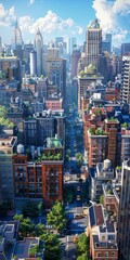 Canvas Print - A Stunning Aerial View of a Cityscapes