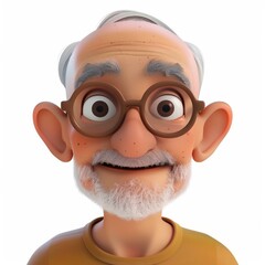 Canvas Print - 3D rendering of a happy old man with glasses