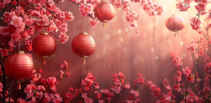 Chinese style poster background, Chinese New Year theme for text or wishes, traditional culture, festive image 