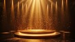 © duyina1990 - Golden stage with spotlights and floating dust particles