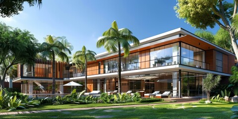 Canvas Print - Modern Tropical House Exterior Design