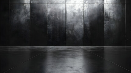 Aufkleber - Dark Room Interior With Black Tiles - 3D Illustration