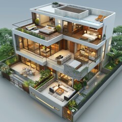 Sticker - Modern Luxury Multi-Level House Design