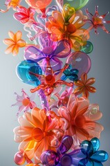 Poster - Colorful and Clear Plastic Flowers