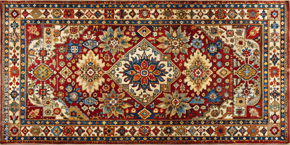 Indian Rug Design Red Vibrant Indian rug featuring bold patterns and intricate designs ...