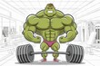 © Lull - Strong man gym workout. Muscular man lifting weights at the gym. Strength training exercise. Healthy lifestyle concept.