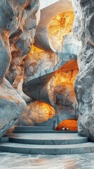 Wall Mural - Abstract Modern Cave-like Architecture Interior Design