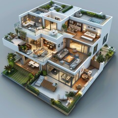 Poster - Modern Multi-Level House Design Visualization