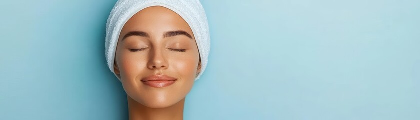 Peaceful woman resting during a facial massage, natural skincare products and serums in the background, warm lighting serum, facial massage, relaxation