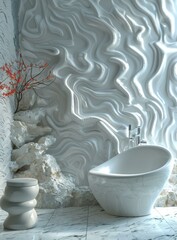 Wall Mural - Modern Minimalist White Bathroom Design