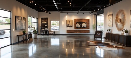 Poster - An artistic gallery space with sleek displays, dramatic lighting, and a modern aesthetic